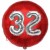 Luftballon Jumbo 3D, Silber und Rot  zum 32. Geburtstag, Jumbo-Folienballon mit Ballongas
