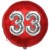 Luftballon Jumbo 3D, Silber und Rot  zum 33. Geburtstag, Jumbo-Folienballon mit Ballongas