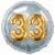 Jumbo 3D Luftballon, Gold und Silber  zum 33. Geburtstag, Jumbo-Folienballon mit Ballongas