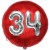 Luftballon Jumbo 3D, Silber und Rot  zum 34. Geburtstag, Jumbo-Folienballon mit Ballongas