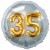 Jumbo 3D Luftballon, Gold und Silber  zum 35. Geburtstag, Jumbo-Folienballon mit Ballongas
