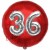 Luftballon Jumbo 3D, Silber und Rot  zum 36. Geburtstag, Jumbo-Folienballon mit Ballongas