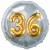 Jumbo 3D Luftballon, Gold und Silber  zum 36. Geburtstag, Jumbo-Folienballon mit Ballongas