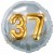 Jumbo 3D Luftballon, Gold und Silber  zum 37. Geburtstag, Jumbo-Folienballon mit Ballongas