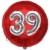 Luftballon Jumbo 3D, Silber und Rot  zum 39. Geburtstag, Jumbo-Folienballon mit Ballongas