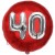 Luftballon Jumbo 3D, Silber und Rot  zum 40. Geburtstag, Jumbo-Folienballon mit Ballongas