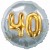 Jumbo 3D Luftballon, Gold und Silber zum 40. Geburtstag, Jumbo-Folienballon mit Ballongas