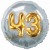 Jumbo 3D Luftballon, Gold und Silber  zum 43. Geburtstag, Jumbo-Folienballon mit Ballongas