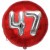 Luftballon Jumbo 3D, Silber und Rot  zum 47. Geburtstag, Jumbo-Folienballon mit Ballongas