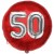 Luftballon Jumbo 3D, Silber und Rot  zum 50. Geburtstag, Jumbo-Folienballon mit Ballongas