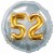 Jumbo 3D Luftballon, Gold und Silber  zum 52. Geburtstag, Jumbo-Folienballon mit Ballongas