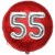 Luftballon Jumbo 3D, Silber und Rot  zum 55. Geburtstag, Jumbo-Folienballon mit Ballongas