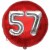 Luftballon Jumbo 3D, Silber und Rot  zum 57. Geburtstag, Jumbo-Folienballon mit Ballongas