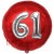 Luftballon Jumbo 3D, Silber und Rot  zum 61. Geburtstag, Jumbo-Folienballon mit Ballongas