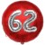Luftballon Jumbo 3D, Silber und Rot  zum 62. Geburtstag, Jumbo-Folienballon mit Ballongas