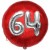Luftballon Jumbo 3D, Silber und Rot  zum 64. Geburtstag, Jumbo-Folienballon mit Ballongas