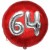 Luftballon Jumbo 3D, Silber und Rot  zum 64. Geburtstag, Jumbo-Folienballon mit Ballongas