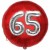 Luftballon Jumbo 3D, Silber und Rot  zum 65. Geburtstag, Jumbo-Folienballon mit Ballongas