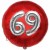 Luftballon Jumbo 3D, Silber und Rot  zum 69. Geburtstag, Jumbo-Folienballon mit Ballongas