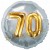 Jumbo 3D Luftballon, Gold und Silber zum 70. Geburtstag, Jumbo-Folienballon mit Ballongas
