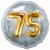 Jumbo 3D Luftballon, Gold und Silber  zum 75. Geburtstag, Jumbo-Folienballon mit Ballongas
