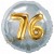 Jumbo 3D Luftballon, Gold und Silber  zum 76. Geburtstag, Jumbo-Folienballon mit Ballongas