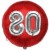 Luftballon Jumbo 3D, Silber und Rot  zum 80. Geburtstag, Jumbo-Folienballon mit Ballongas