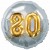 Jumbo 3D Luftballon, Gold und Silber zum 80. Geburtstag, Jumbo-Folienballon mit Ballongas