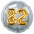 Jumbo 3D Luftballon, Gold und Silber  zum 82. Geburtstag, Jumbo-Folienballon mit Ballongas