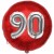 Luftballon Jumbo 3D, Silber und Rot zum 90. Geburtstag, Jumbo-Folienballon mit Ballongas