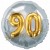 Jumbo 3D Luftballon, Gold und Silber zum 90. Geburtstag, Jumbo-Folienballon mit Ballongas