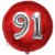 Luftballon Jumbo 3D, Silber und Rot zum 91. Geburtstag, Jumbo-Folienballon mit Ballongas