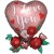 I Love You, Satin Heart with Flowers, großer Herzluftballon, ohne Helium
