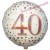 Luftballon aus Folie zum 40. Geburtstag, Jubiläum, Sparkling Fizz Rosegold 40, ohne Helium