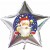 Weihnachtsmann, Happy Christmas, Stern-Lftballon aus Folie ohne Helium-Ballongas