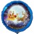 Weihnachtsmann auf Schlitten, Frohe Weihnachten, runder Luftballon aus Folie ohne Helium-Ballongas