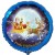 Weihnachtsmann auf Schlitten, Frohe Weihnachten, runder Luftballon aus Folie ohne Helium-Ballongas