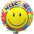 Welcome Smiley, Luftballon aus Folie mit Helium-Ballongas