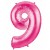 Luftballon aus Folie Zahl 9, Rosa, 100 cm, inklusive Helium/Ballongas