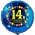 Luftballon aus Folie, 14. Geburtstag, Herzlichen Glückwunsch Ballons, blau, ohne Helium