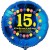 Luftballon aus Folie, 15. Geburtstag, Herzlichen Glückwunsch Ballons, blau, ohne Helium
