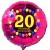 Luftballon aus Folie, 20. Geburtstag, Herzlichen Glückwunsch Ballons, rot, ohne Helium
