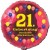 Luftballon aus Folie, 21. Geburtstag, Herzlichen Glückwunsch Ballons, rot, ohne Helium