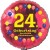 Luftballon aus Folie, 24. Geburtstag, Herzlichen Glückwunsch Ballons, rot, ohne Helium
