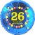 Luftballon aus Folie, 26. Geburtstag, Herzlichen Glückwunsch Ballons, blau, ohne Helium