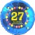 Luftballon aus Folie, 27. Geburtstag, Herzlichen Glückwunsch Ballons, blau, ohne Helium