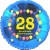 Luftballon aus Folie, 28. Geburtstag, Herzlichen Glückwunsch Ballons, blau, ohne Helium