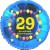 Luftballon aus Folie, 29. Geburtstag, Herzlichen Glückwunsch Ballons, blau, ohne Helium