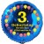 Luftballon aus Folie, 3. Geburtstag, Herzlichen Glückwunsch Ballons, blau, ohne Helium