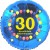 Luftballon aus Folie, 30. Geburtstag, Herzlichen Glückwunsch Ballons, blau, ohne Helium